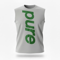 Grey sleeveless shirt w/ green print