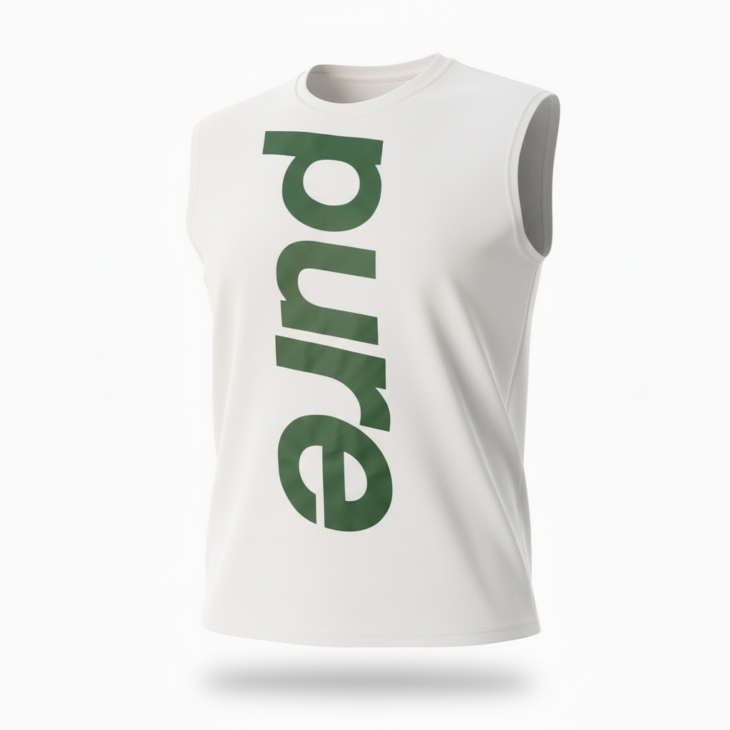 White sleeveless shirt w/ green print