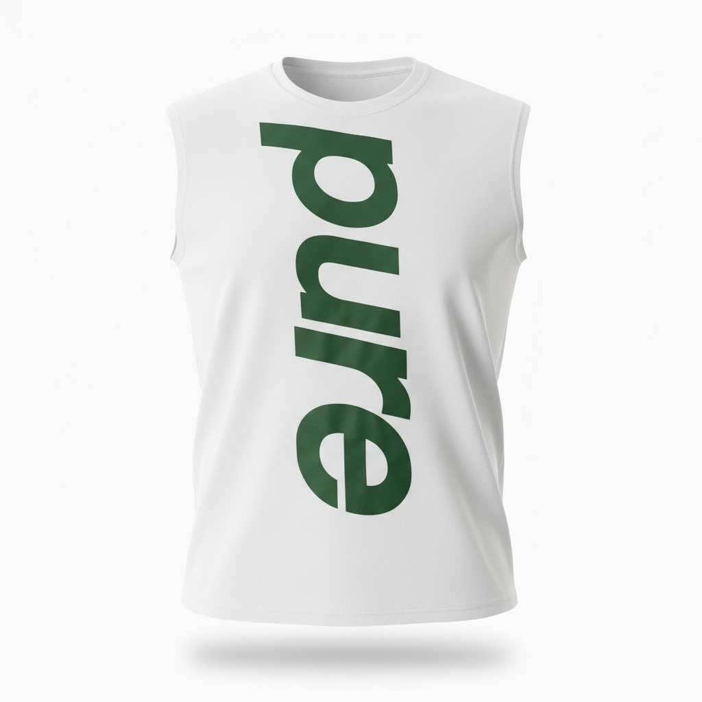 White sleeveless shirt w/ green print