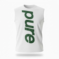 White sleeveless shirt w/ green print