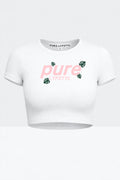 Pink on white Ladies crop top