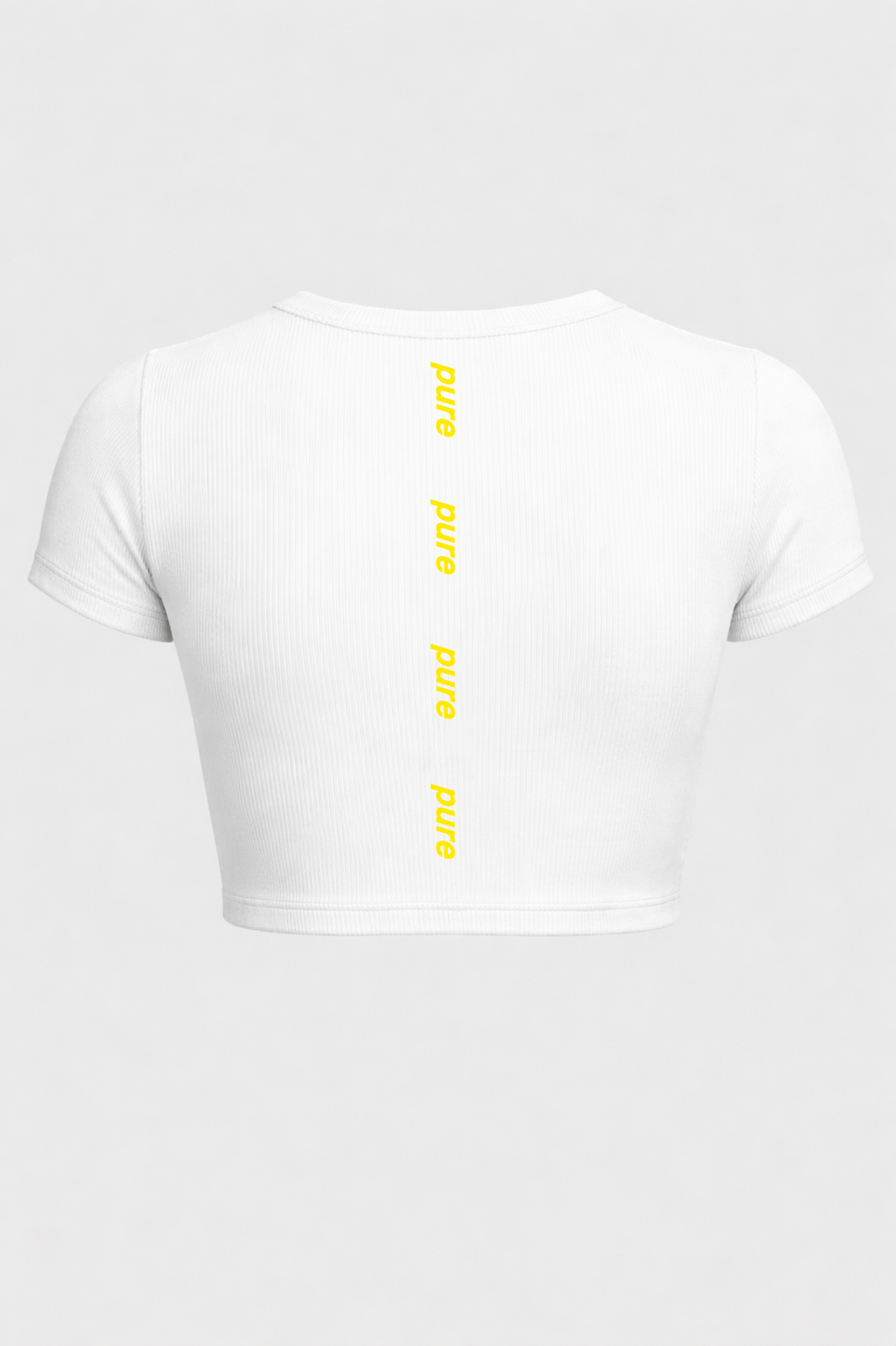 Yellow on white ladies crop top