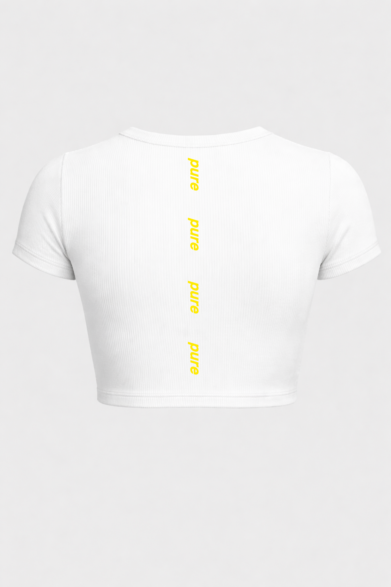 Yellow on white ladies crop top