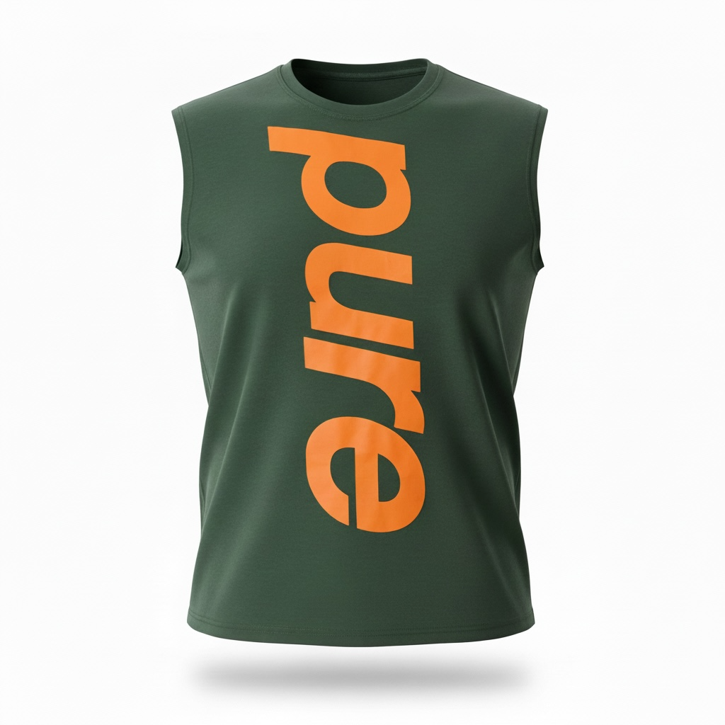 Green sleeveless shirt w/ orange print